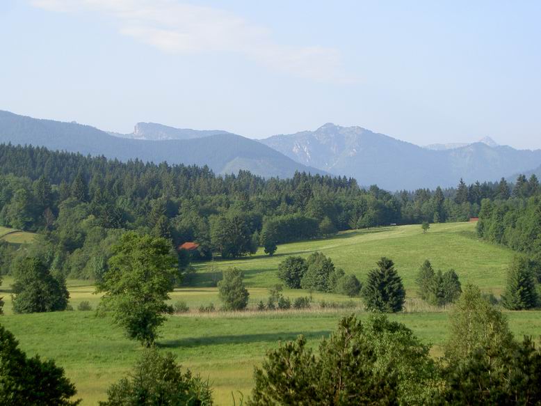 Blick von der Terrasse in die Ammergauer Alpen
